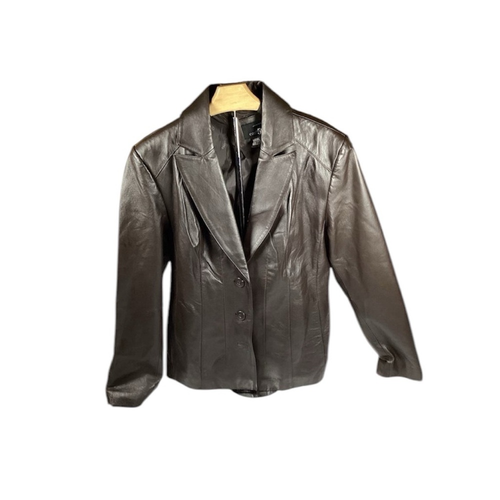 East 5th Women's Brown Leather Jacket Size M Casual Long Sleeve